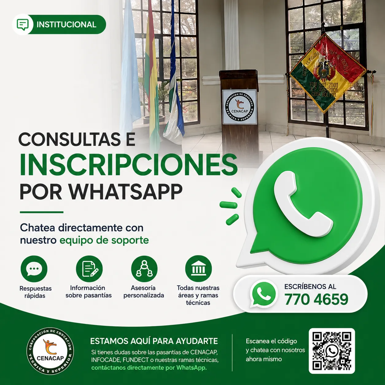 Consultas e Inscripciones por WhatsApp